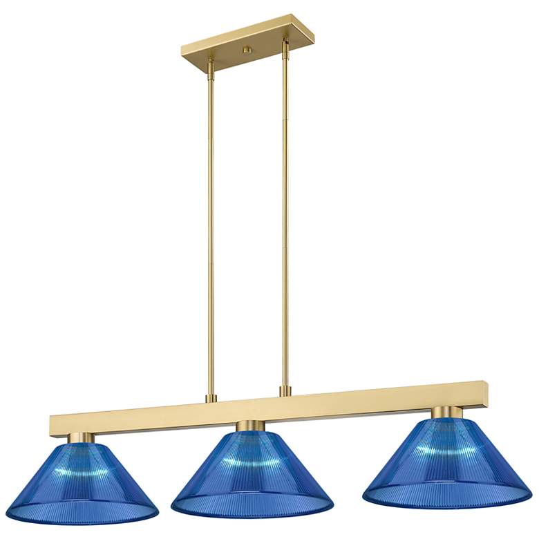Image 1 Cobalt by Z-Lite Modern Gold with Dark Blue 3 Light Billiard