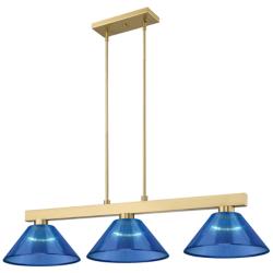 Cobalt by Z-Lite Modern Gold with Dark Blue 3 Light Billiard