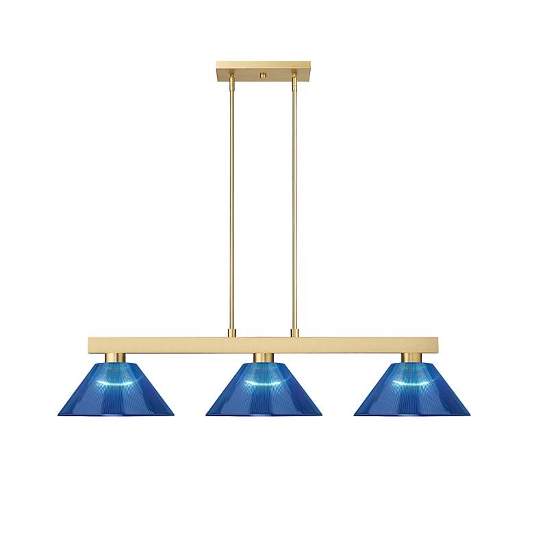 Image 3 Cobalt by Z-Lite Modern Gold with Dark Blue 3 Light Billiard more views