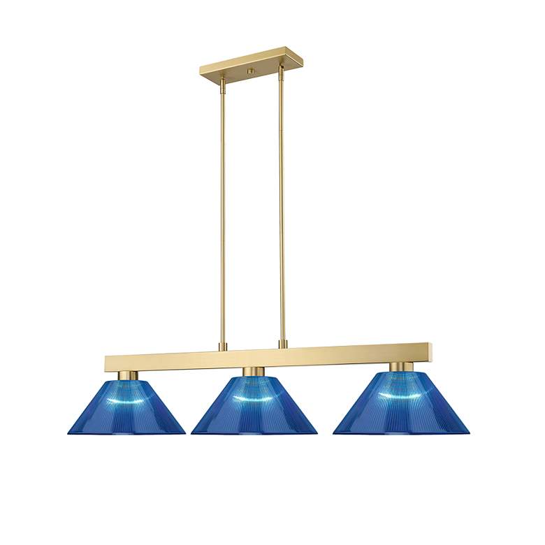 Image 4 Cobalt by Z-Lite Modern Gold with Dark Blue 3 Light Billiard more views