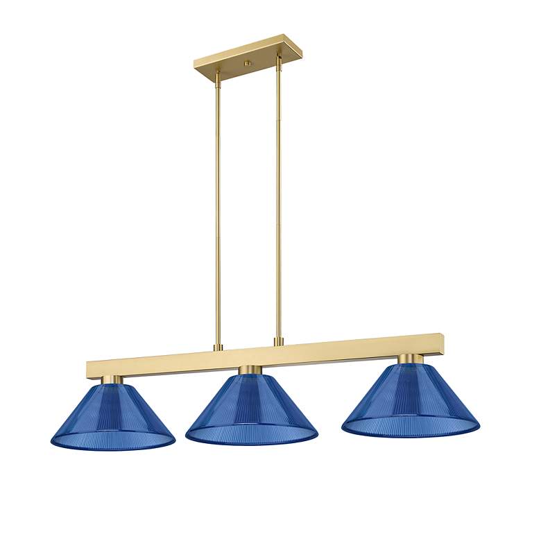 Image 6 Cobalt by Z-Lite Modern Gold with Dark Blue 3 Light Billiard more views