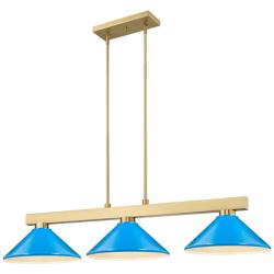 Cobalt by Z-Lite Modern Gold with Electric Blue 3 Light Billiard