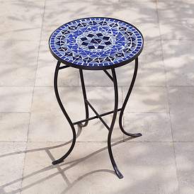 Image1 of Cobalt Mosaic Black Iron Outdoor Accent Table
