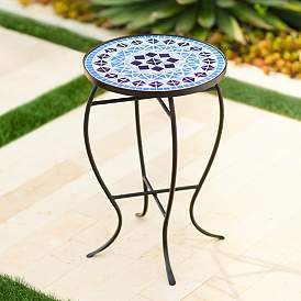 Image1 of Cobalt Mosaic Black Iron Outdoor Accent Table