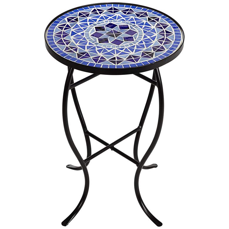 Cobalt Mosaic Black Iron Outdoor Accent Table more views