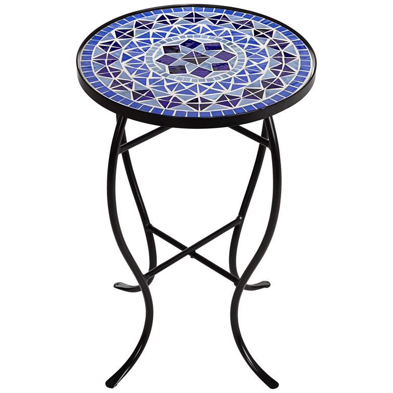 Image 6 Cobalt Mosaic Black Iron Outdoor Accent Table more views