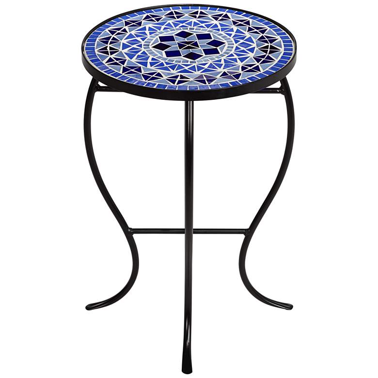 Cobalt Mosaic Black Iron Outdoor Accent Table more views
