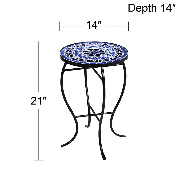 Image 7 Cobalt Mosaic Black Iron Outdoor Accent Table more views
