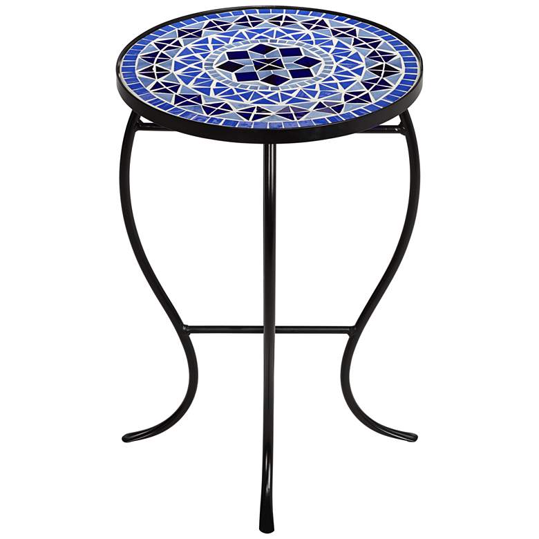 Image 6 Cobalt Mosaic Black Iron Outdoor Accent Tables Set of 2 more views