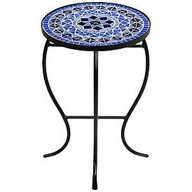 Image5 of Cobalt Mosaic Black Iron Outdoor Accent Tables Set of 2 more views
