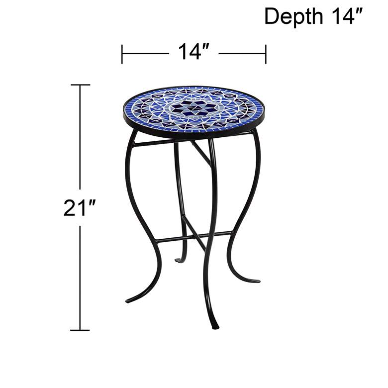 Image 7 Cobalt Mosaic Black Iron Outdoor Accent Tables Set of 2 more views