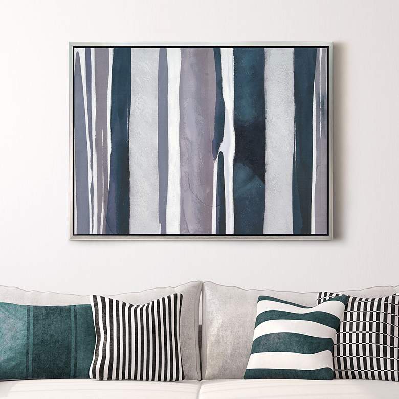 Image 2 Cobalt Streaks 2 40" High Metallic Framed Canvas Wall Art