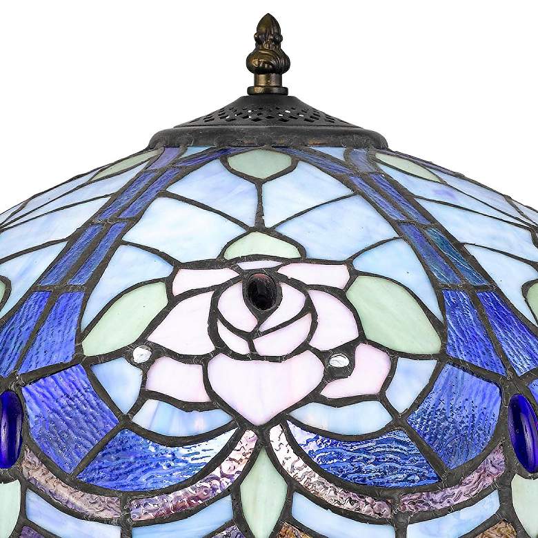 Image 3 Cobalt Tiffany-Style Blue Flower Table Lamp with Night Light more views
