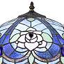 Cobalt Tiffany-Style Blue Flower Table Lamp with Night Light
