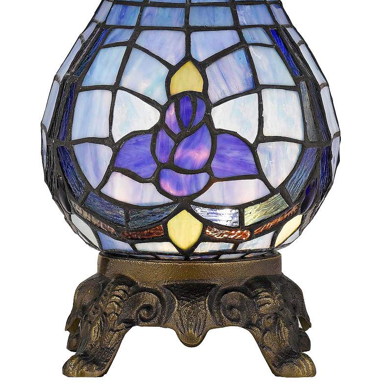 Image 4 Cobalt Tiffany-Style Blue Flower Table Lamp with Night Light more views