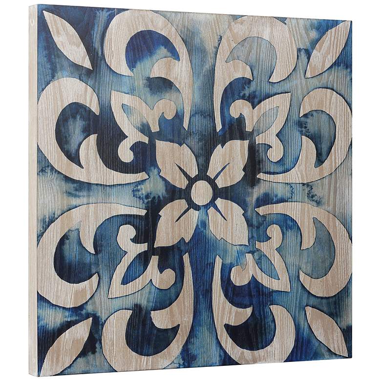Image 5 Cobalt Tile II 24" Square Giclee Printed Wood Wall Art more views
