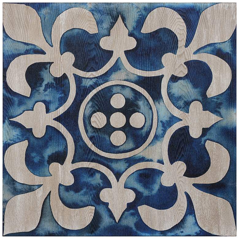 Image 2 Cobalt Tile III 24" Square Giclee Printed Wood Wall Art