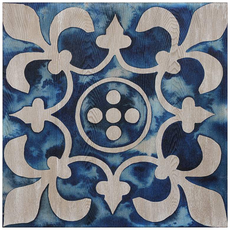 Image 2 Cobalt Tile III 24 inch Square Giclee Printed Wood Wall Art