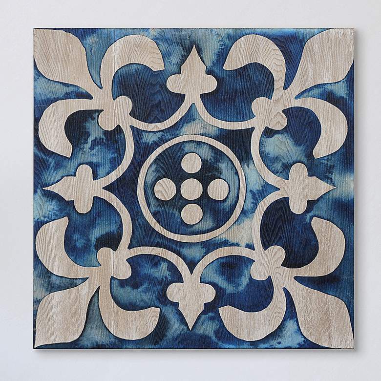 Image 1 Cobalt Tile III 24 inch Square Giclee Printed Wood Wall Art