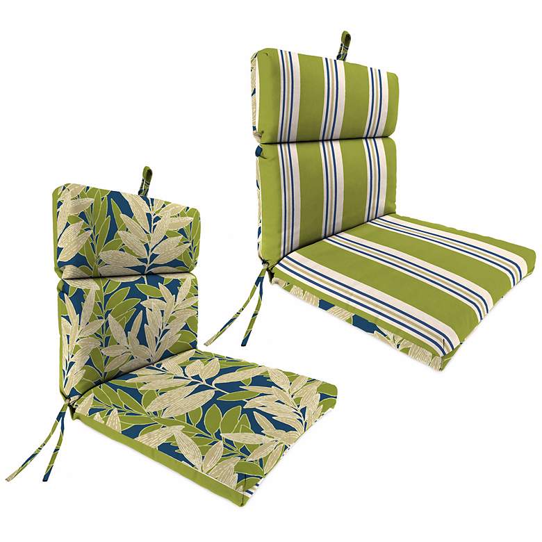 Image 1 Cobalt White Kiwi French Edge 21 inch Outdoor Chair Cushion
