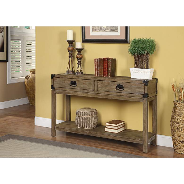 Image 1 Cobb 48 inch Wide Carmel Finish 2-Drawer Wood Console Table