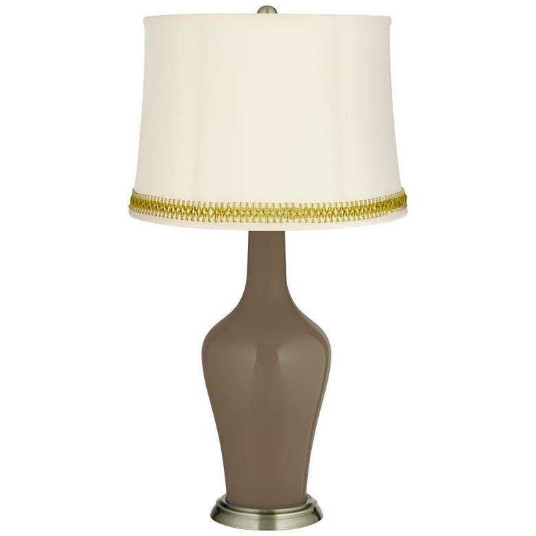 Image 1 Cobble Brown Anya Table Lamp with Open Weave Trim