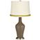 Cobble Brown Anya Table Lamp with Open Weave Trim