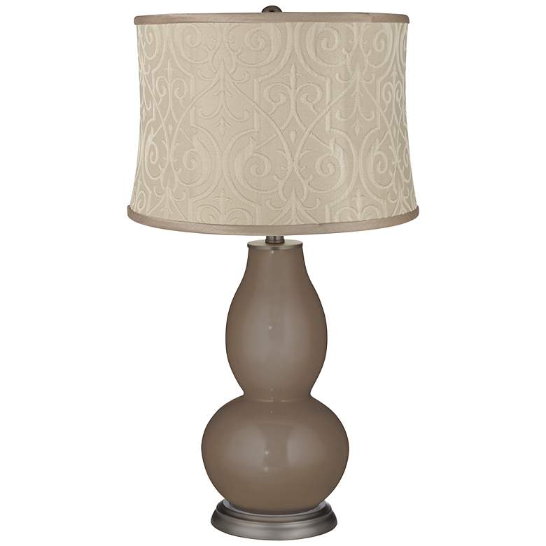 Image 1 Cobble Brown Beige Brocatelle Double Gourd Table Lamp