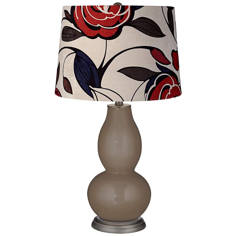 Image 1 Cobble Brown Red and Blue Flowers Double Gourd Table Lamp
