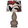 Cobble Brown Red and Blue Flowers Double Gourd Table Lamp