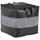 Cobbler Black Leather and Gray Canvas Pouf Ottoman