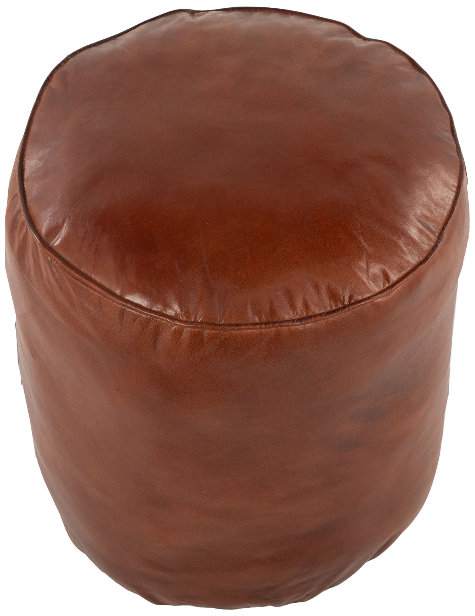 Cobbler Brown Leather Round Pouf Ottoman 871T0 Lamps Plus