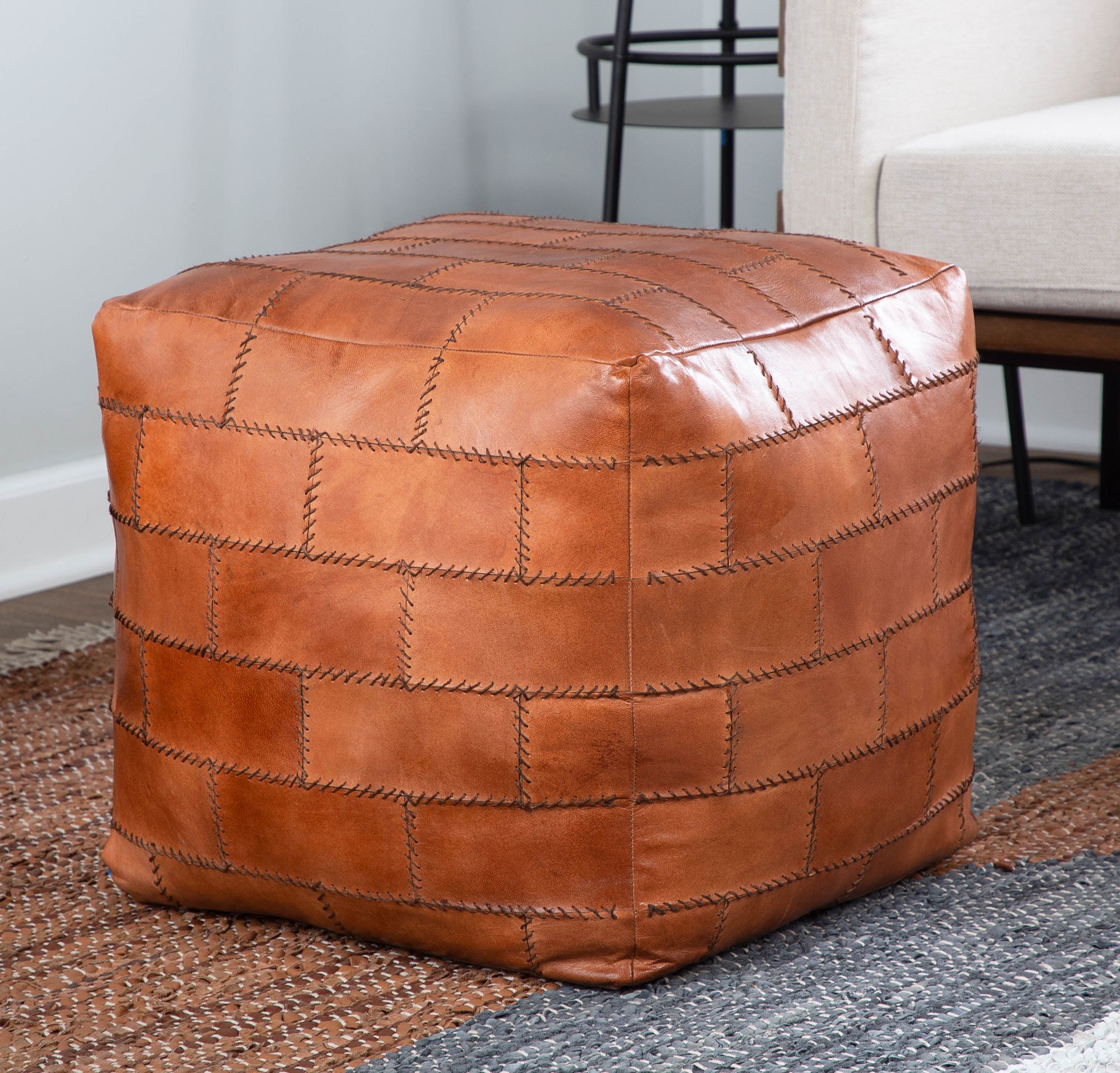 leather square stool