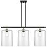 Cobbleskill 10" 3 Light Black Brass Island Light w/ Clear Shade