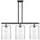 Cobbleskill 10" 3 Light Black Brass Island Light w/ Clear Shade