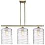 Cobbleskill 10" 3 Light Brass Island Light w/ Swirl Shade