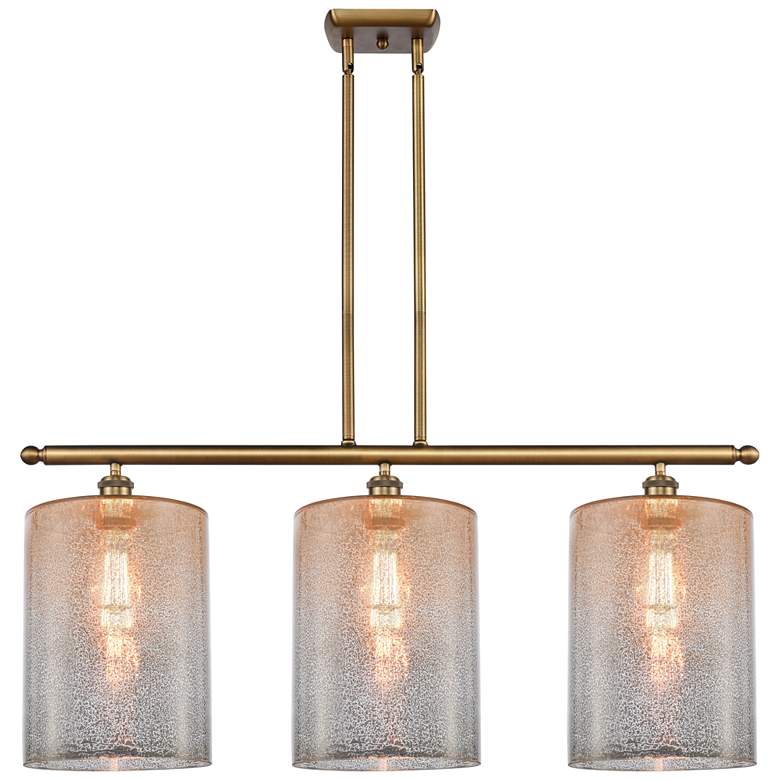 Image 1 Cobbleskill 10" 3 Light Brushed Brass Island Light w/ Mercury Shade