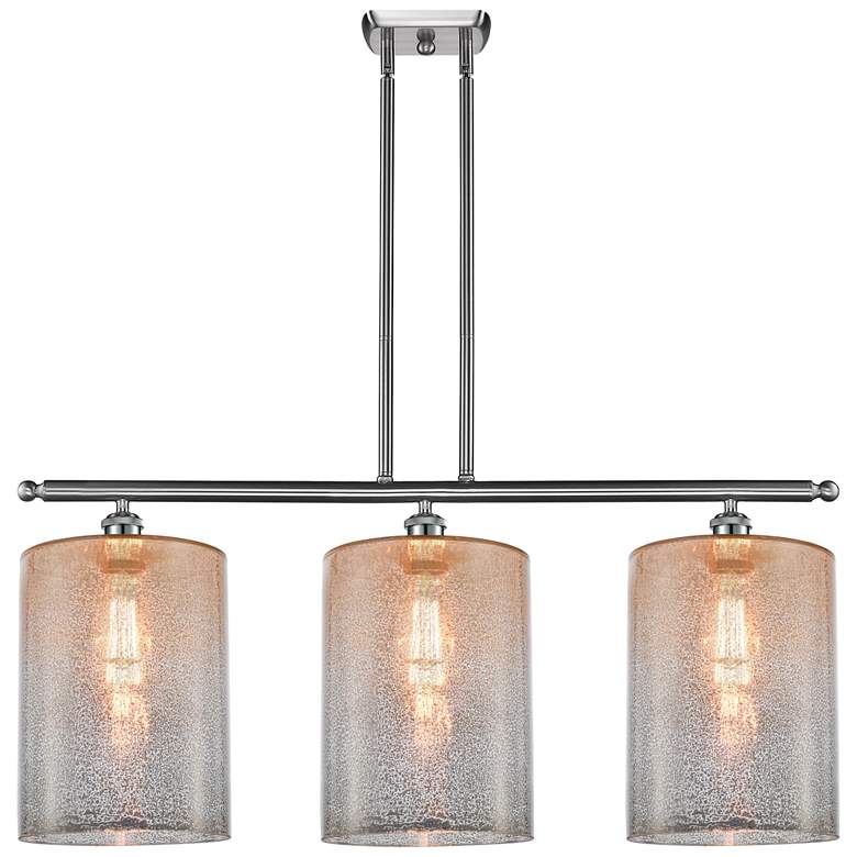 Image 1 Cobbleskill 10" 3 Light Brushed Nickel Island Light w/ Mercury Shade