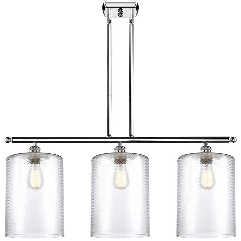Image 1 Cobbleskill 10" 3 Light Chrome Island Light w/ Clear Shade
