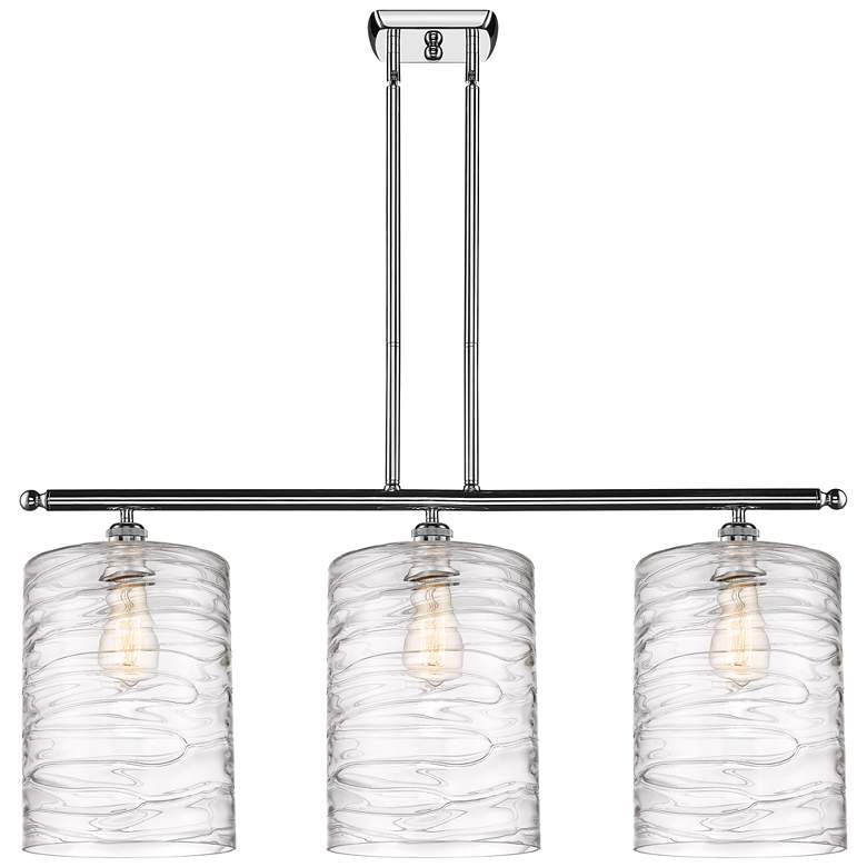 Image 1 Cobbleskill 10" 3 Light Chrome Island Light w/ Swirl Shade