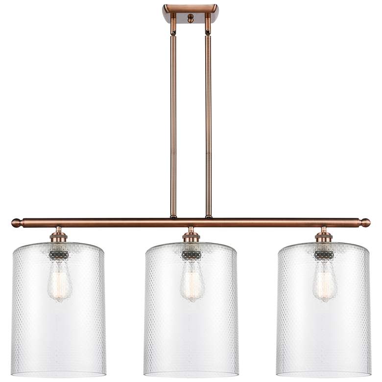 Image 1 Cobbleskill 10" 3 Light Copper Island Light w/ Clear Shade
