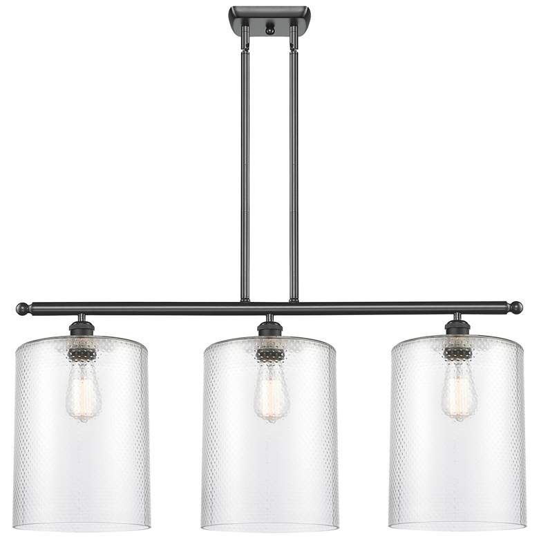 Image 1 Cobbleskill 10" 3 Light Matte Black Island Light w/ Clear Shade