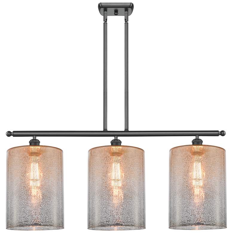 Image 1 Cobbleskill 10" 3 Light Matte Black Island Light w/ Mercury Shade
