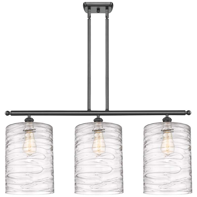 Image 1 Cobbleskill 10" 3 Light Matte Black Island Light w/ Swirl Shade