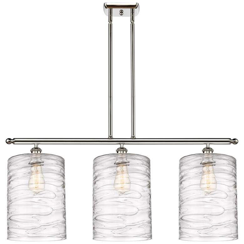 Image 1 Cobbleskill 10" 3 Light Nickel Island Light w/ Swirl Shade