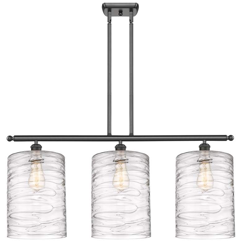 Image 1 Cobbleskill 10" 3 Light Oil Rubbed Bronze Island Light w/ Swirl Shade