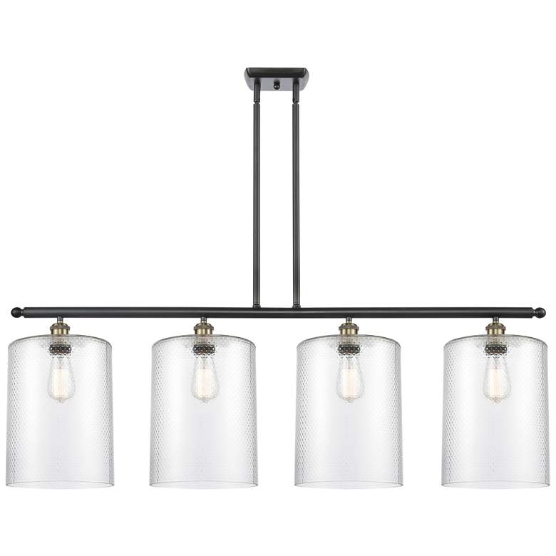 Image 1 Cobbleskill 10" 4 Light Black Brass Island Light w/ Clear Shade