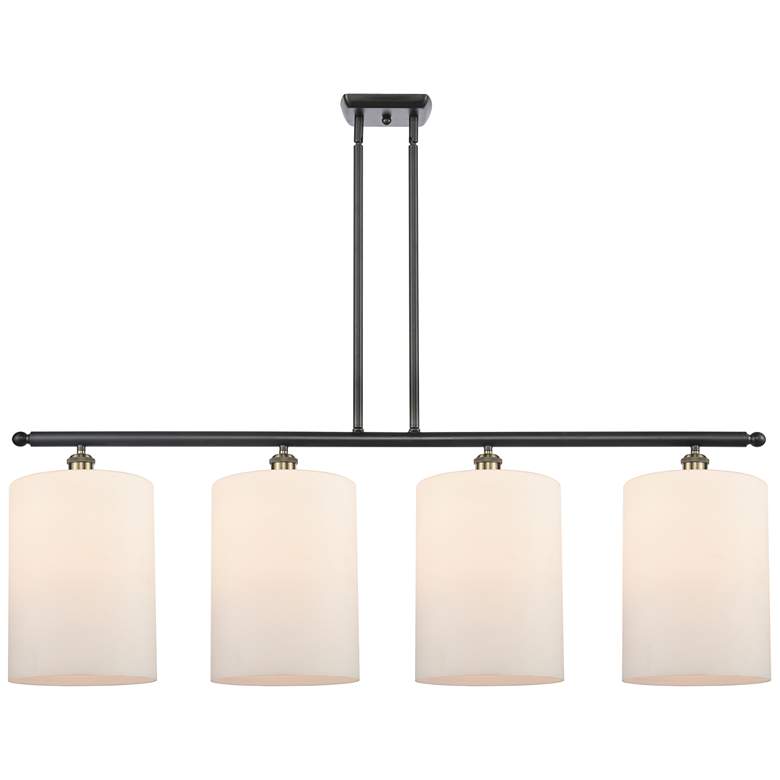Image 1 Cobbleskill 10" 4 Light Black Brass Island Light w/ White Shade