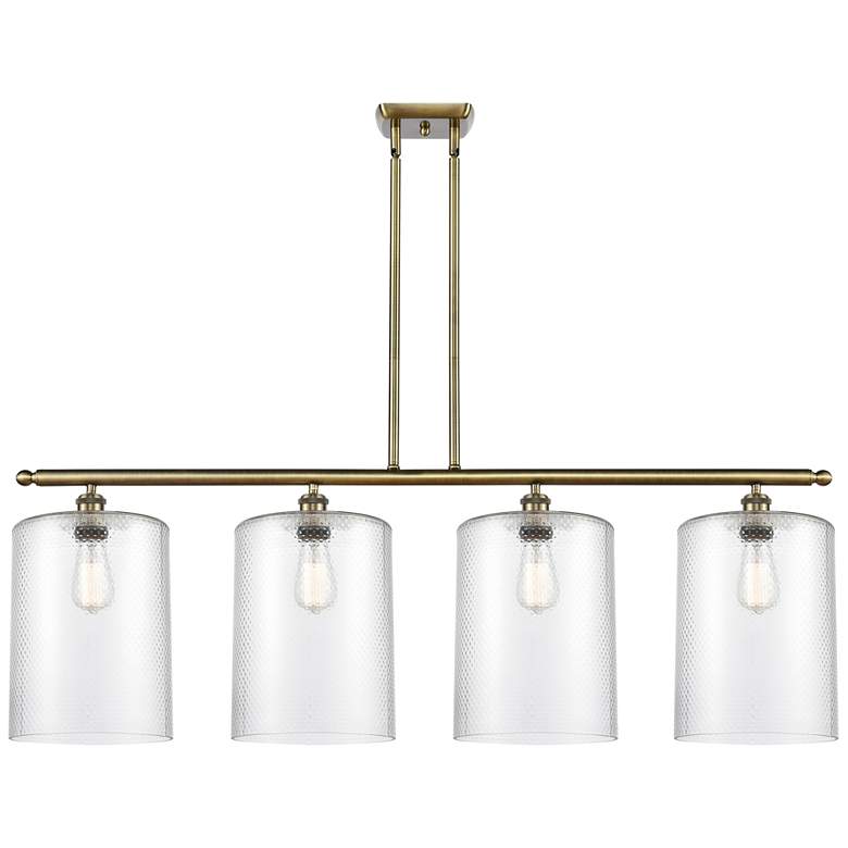 Image 1 Cobbleskill 10" 4 Light Brass Island Light w/ Clear Shade