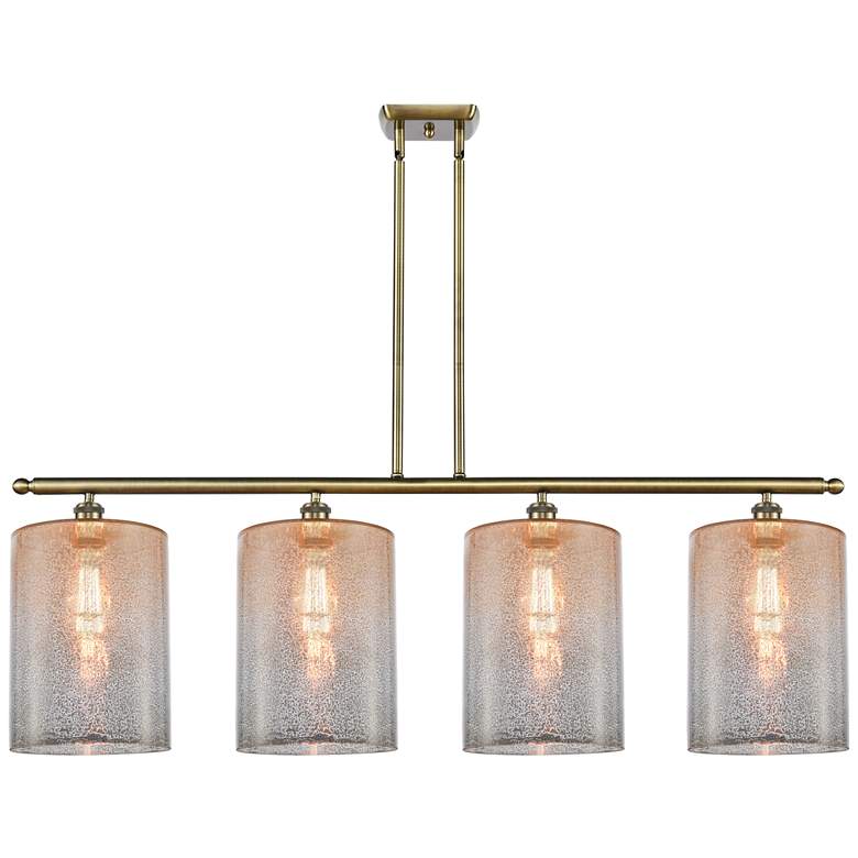 Image 1 Cobbleskill 10" 4 Light Brass Island Light w/ Mercury Shade